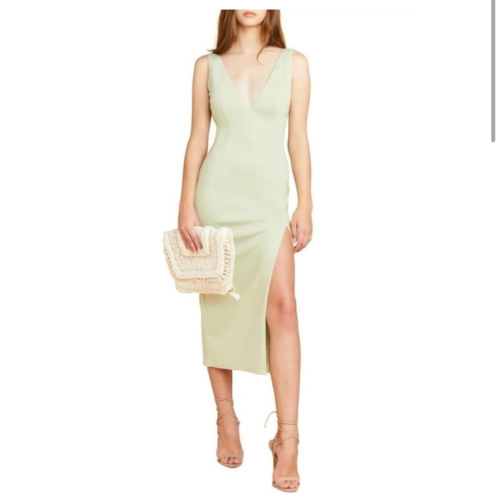 V-Neck Sleeveless Midi Dress in Pale Green